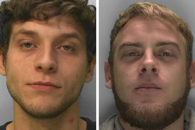 Two men who robbed a boy of his gold ring – then forced his friend to assault him in front of them – have been jailed for a total of 13 years. The 17-year-old was with his friends at Clair Park in Haywards Heath on October 15, 2020, when he was approached by two men. They separated him from the group and asked to borrow his ring, which belonged to his late grandfather and was valued at about £500. The victim, who was aged just 16 at the time of the incident, refused to hand it over. At this point, he was assaulted and tripped to the floor by one man, identified as Mark Brazil, 23, of Lloyd Road, Chichester (left). The boy managed to make it back to his friends, but Brazil grabbed him by the throat and threatened to hurt him. He declared: “Give me your ring or I’ll cut your finger off.” Due to fear of violence, the boy handed the ring over. A second man, identified as Benjamin Taylor-Baker, 26, of Francis Close, Haywards Heath (right), then demanded the victim removed his clothes and shoes. Both defendants the