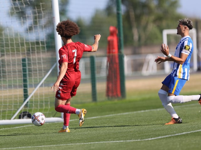 Action from the pre-season friendly between Brighton U23s and Worthing at the Seagulls' training ground which ended 1-1 / Pictures: Mike Gunn