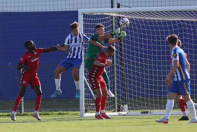 Action from the pre-season friendly between Brighton U23s and Worthing at the Seagulls' training ground which ended 1-1 / Pictures: Mike Gunn