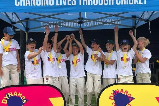 The Harlands school cricketers celebrate their county success