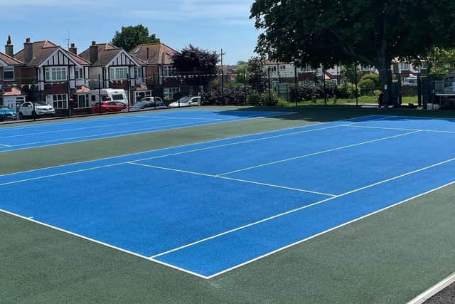 The splendid resurfaced courts at the Old Town Hub