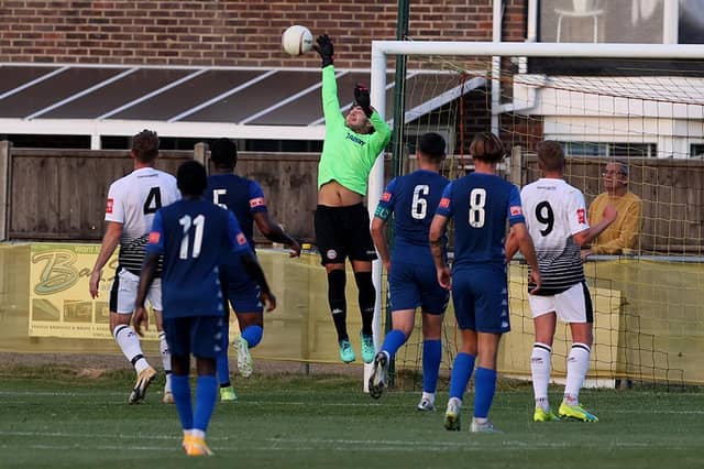 Action from Worthing's visit to Littlehampton, which the hosts won 2-1 / Picture: Mike Gunn