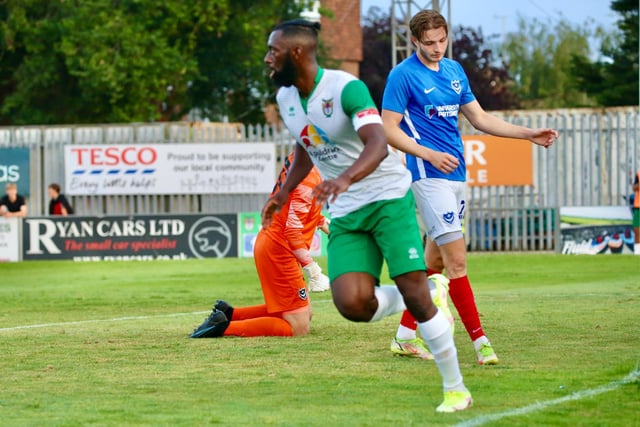 Action from Pompey's 1-1 pre-season friendly draw with Bognor Regis Town at Nyewood Lane / Picture: Martin Denyer