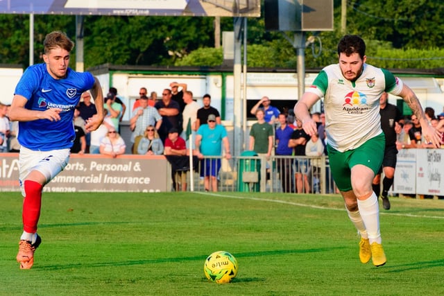 Action from Pompey's 1-1 pre-season friendly draw with Bognor Regis Town at Nyewood Lane / Picture: Tommy McMillan