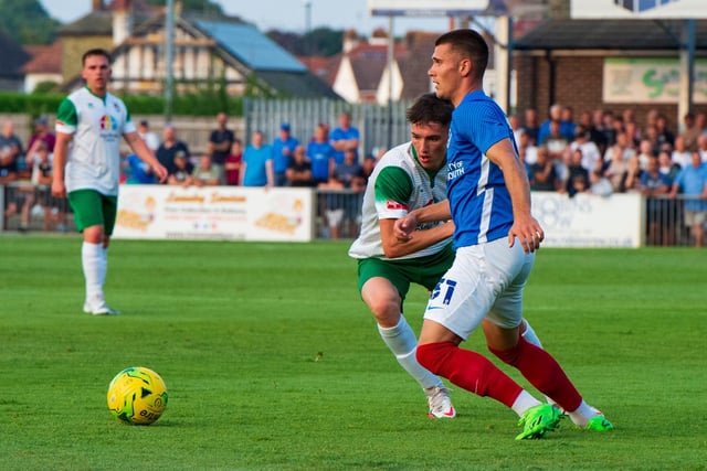 Action from Pompey's 1-1 pre-season friendly draw with Bognor Regis Town at Nyewood Lane / Picture: Tommy McMillan