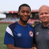 Shiloh Remy signs for Eastbourne Borough, pictured with Danny Bloor
