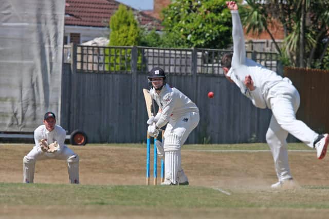 Mike Norris of Roffey faces the Bognor bowling / Picture: Derek Martin Photography