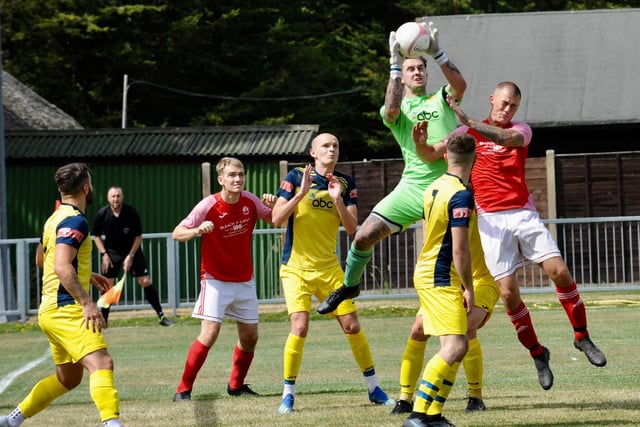 Action from Arundel's 8-0 pre-season friendly defeat at home to Moneyfields at Mill Road / Pictures: Stephen Goodger