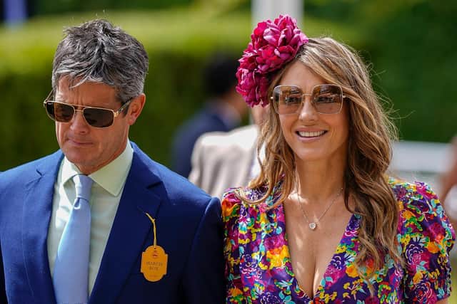 Liz Hurley arrives at Goodwood with friend Henry Birtles / Picture: Alan Crowhurst, Getty