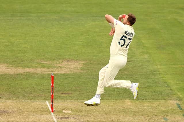 Ollie Robinson in England action down under last January / Picture: Getty