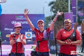 Bryony Pitman and her GB archery Recurve Women’s team-mates, who won silver | Picture: World Archery