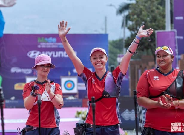 Bryony Pitman and her GB archery Recurve Women’s team-mates, who won silver | Picture: World Archery