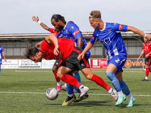 Action and celebrations from Eastbourne Borough's 3-1 friendly win over East Grinstead Town / Pictures: Lydia and Nick Redman