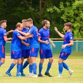 Midhurst celebrate their goal in their 1-1 draw with Bexhill that opened their SCFL premier campaign | Picture: Martin Denyer