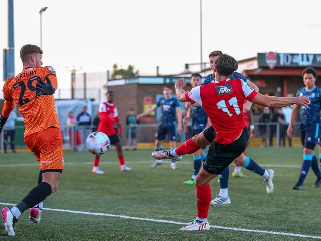 Action from Eastbourne Borough's final pre-season friendly, a 1-1 draw at home to a young Lincoln City XI | Pictures: Lydia and Nick Redman