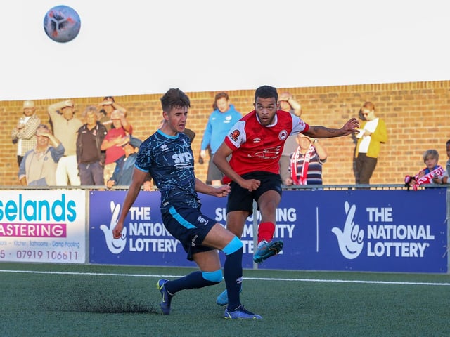 Action from Eastbourne Borough's final pre-season friendly, a 1-1 draw at home to a young Lincoln City XI | Pictures: Lydia and Nick Redman