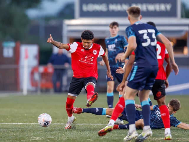 Action from Eastbourne Borough's final pre-season friendly, a 1-1 draw at home to a young Lincoln City XI | Pictures: Lydia and Nick Redman