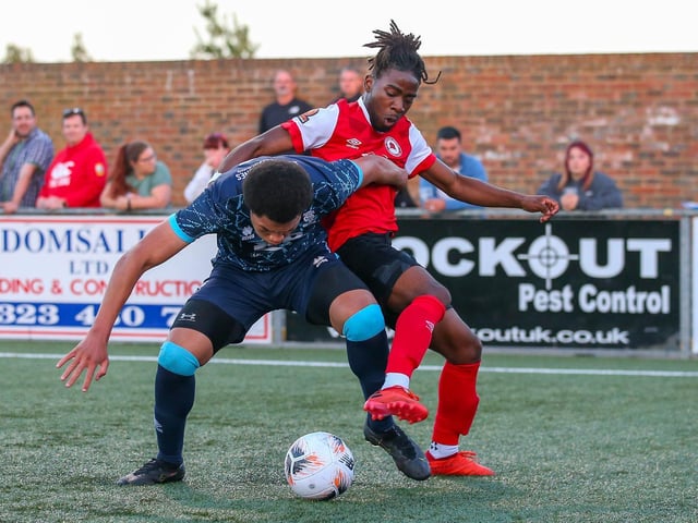 Action from Eastbourne Borough's final pre-season friendly, a 1-1 draw at home to a young Lincoln City XI | Pictures: Lydia and Nick Redman
