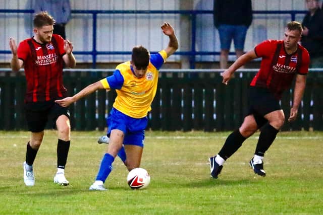 Eastbourne Town and AFC Uckfield battle | Picture: Joe Knight