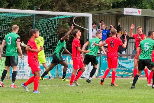 Burgess Hill Town find the net in their pre-season friendly v Brighton U23s / Picture: Chris Neal