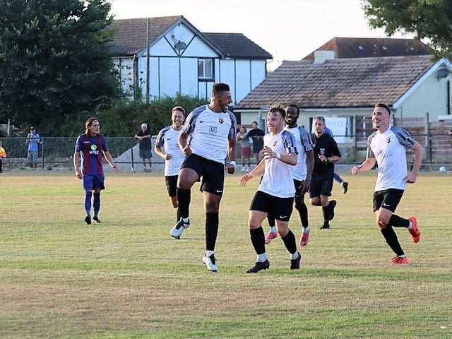 Action and goal celebrations from Pagham's Wessex League win over US Portsmouth at Nyetimber Lane | Pictures: Roger Smith