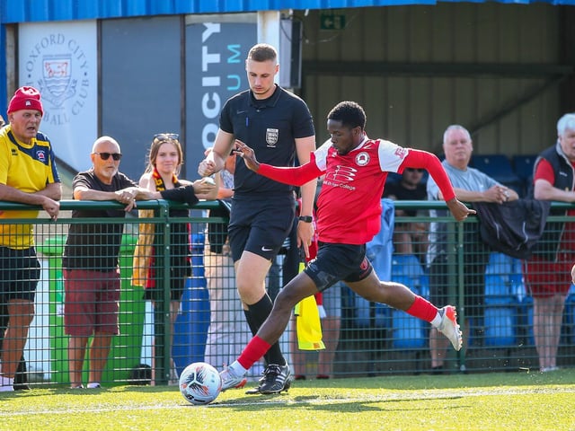 Action and goal celebrations from Eastbourne Borough's 3-1 win at Oxford City in the National League South | Pictures: Lydia and Nick Redman