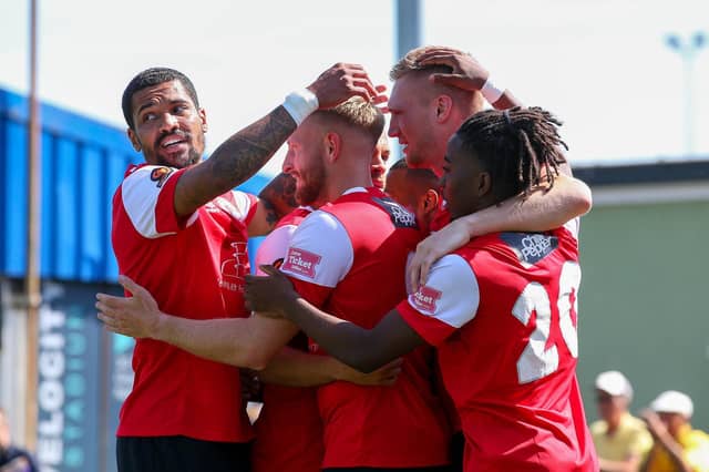 Action and goal celebrations from Eastbourne Borough's 3-1 win at Oxford City in the National League South | Pictures: Lydia and Nick Redman