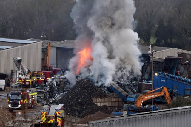 Serious fire at recycling site in Lewes. Picture: Eddie Mitchell and Dan Jessup