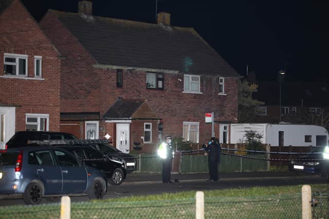 Police at the scene in Bognor last night (April 8)