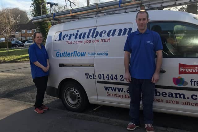 Sarah and Mick Draper, owners of Burgess Hill aerial and satellite installation business Aerialbeam. Picture: Aerialbeam