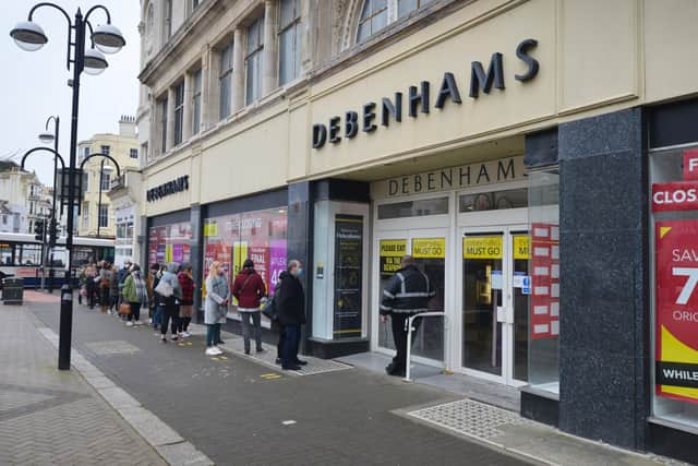 Debenhams in Hastings reopens on April 12 2021 for its closing down sale. SUS-211204-150142001