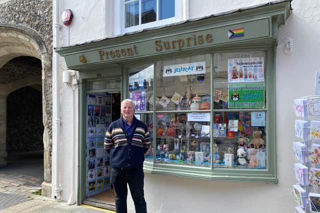 Dave Hockridge, owner of Present Surprise in South Street.