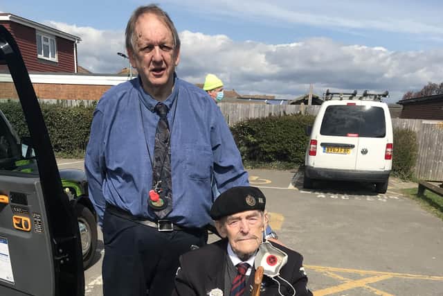 On Fridayl 101-year-old WWII Veteran Major Edwin ‘Ted’ Hunt MVO was taken to have his second Covid vaccine by London cabbie Mike Hughes from the Taxi Charity