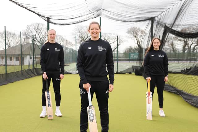 Bedes senior school trio in The Hundred - L to R Freya Kemp, Sarah Taylor and Alice Capsey