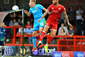 Action from Crawley Town v Cheltenham Town in 2019. Picture by Steve Robards