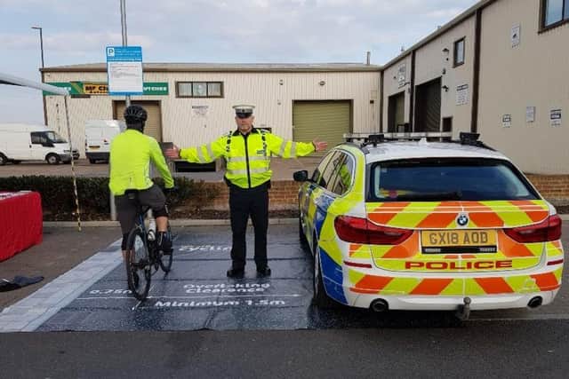 An officer educating on cycle safety