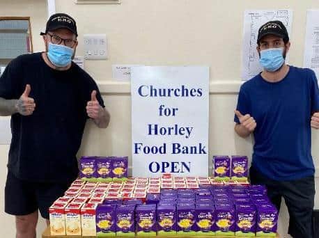 Horley Hand-Out co-directors Joe Luxford (left) and Mike Williams at Horley Food Bank