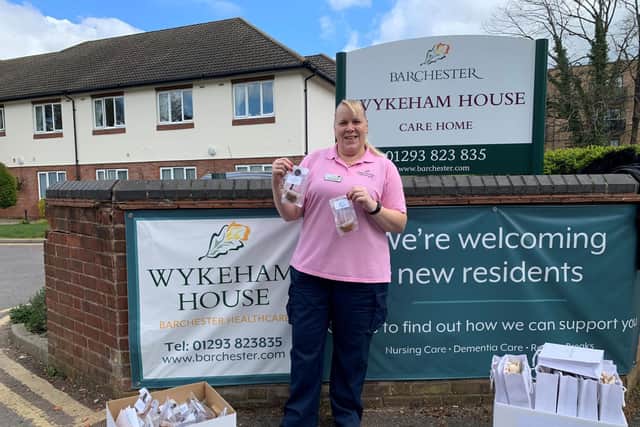 Wykeham House  took to the streets to welcome local businesses back to work this week with cupcakes and treats. Picture courtesy of Barchester Healthcare Ltd