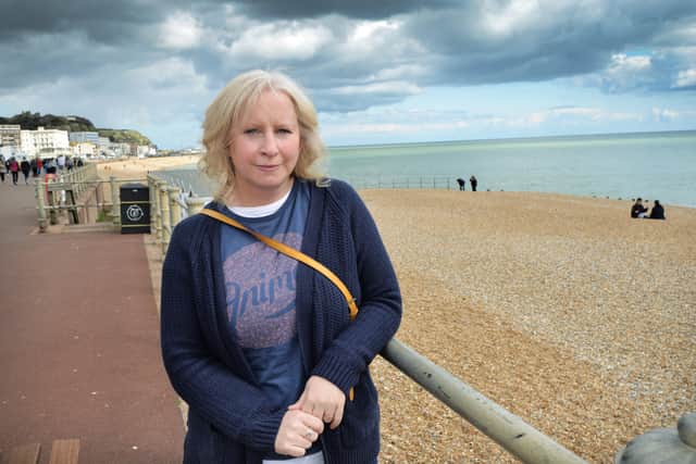 Elaine Saunders pictured on Hastings seafront. SUS-210415-143745001