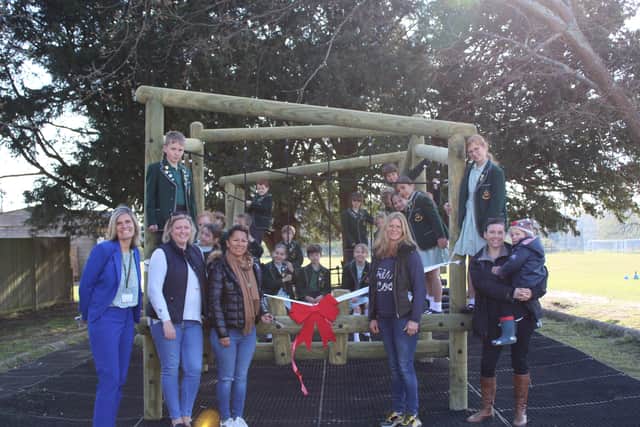 The new multi-activity climbing frame at Oakwood School was funded by the Friends of Oakwood parents’ association