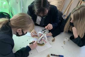 The Angmering School students working on their sculptures in class