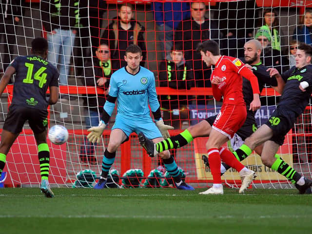 Action from Crawley Town's home game against Forest Green Rovers in January 2020. Picture by Steve Robards