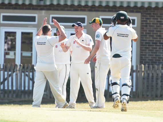 Wisborough Green CC celebrate taking a wicket in 2018. Picture by Liz Pearce