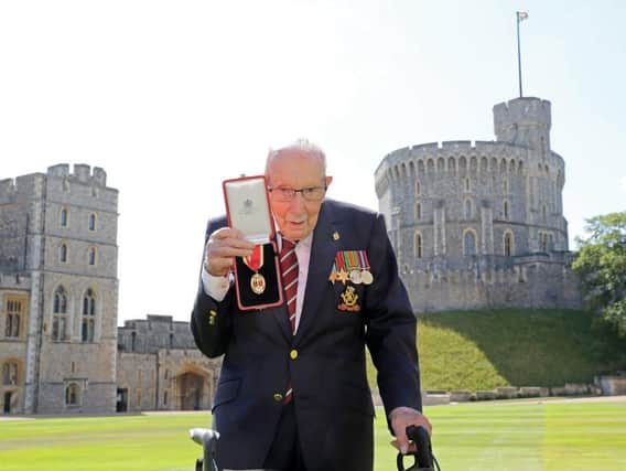 Capt Sir Tom Moore after being made a Knight Bachelor / Picture: Getty