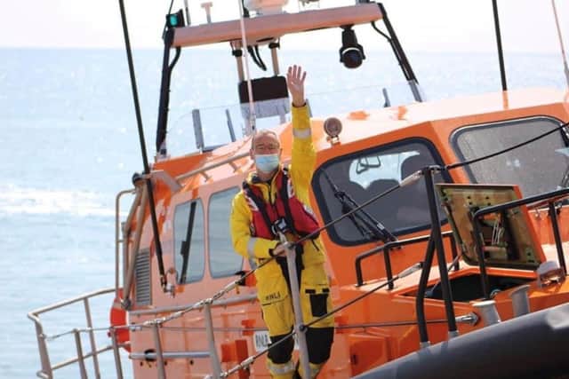 Max waves farewell after 38 years on the lifeboat crew. Photo: Max Wiseman MW Photography/RNLI.