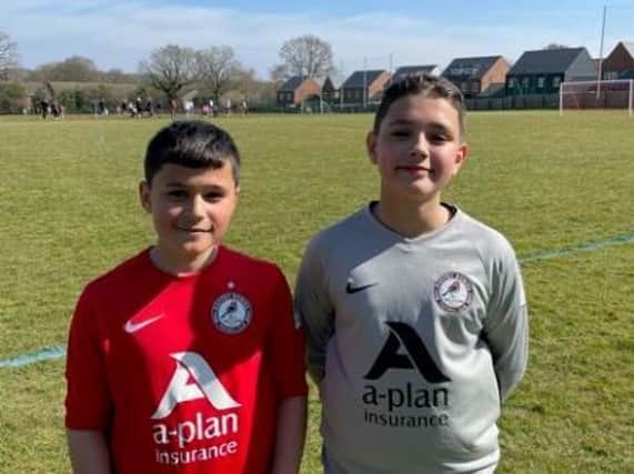 Roffey Robins Atletico under-12s Romario Moratalla (left) and Theo Botevyle. Picture courtesy of Paul Anderson
