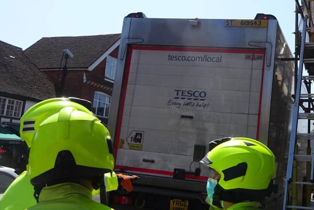 Firefighters were able to safely free the lorry from the structure with no further damage. Photo: The Midhurst Society