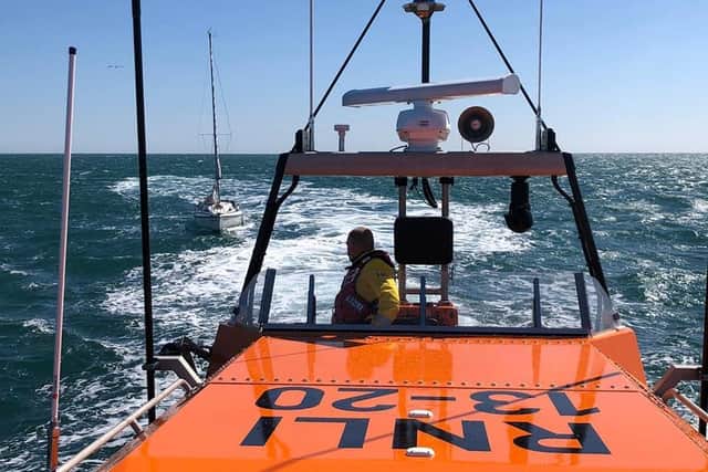 The UK Coastguard received the mayday from the yachts skipper who was concerned the sea conditions would 'overwhelm his yacht'. Photo: RNLI Selsey Lifeboat Station