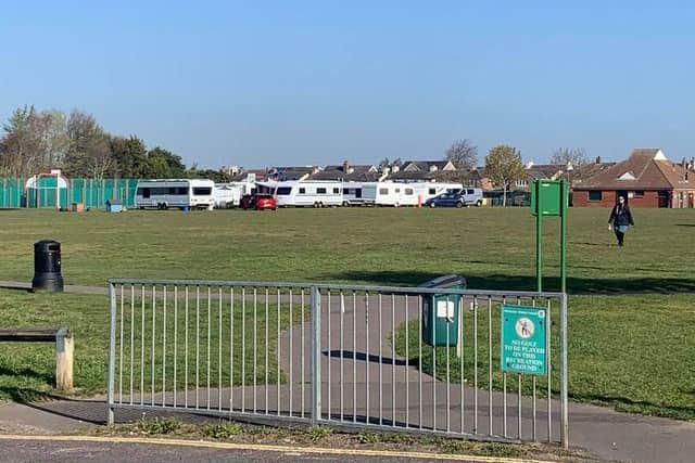 Police officers have attended and engaged with the group of travellers