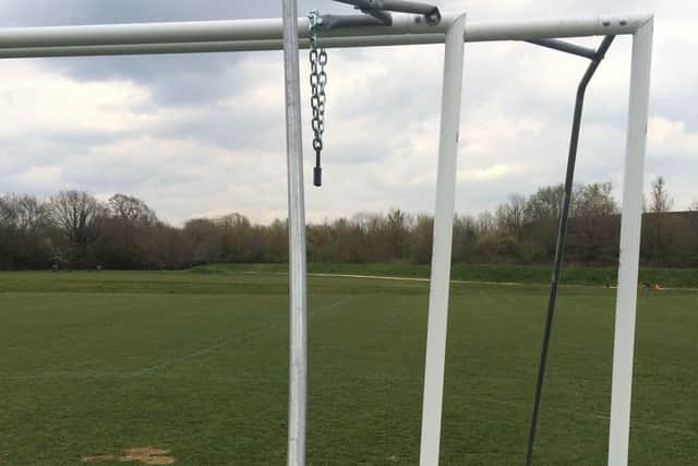 The goalposts were damaged after just one week.